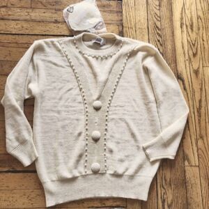 Maurada Vintage Faux Cardigan Sweater With Button and Pearl Details Size Medium